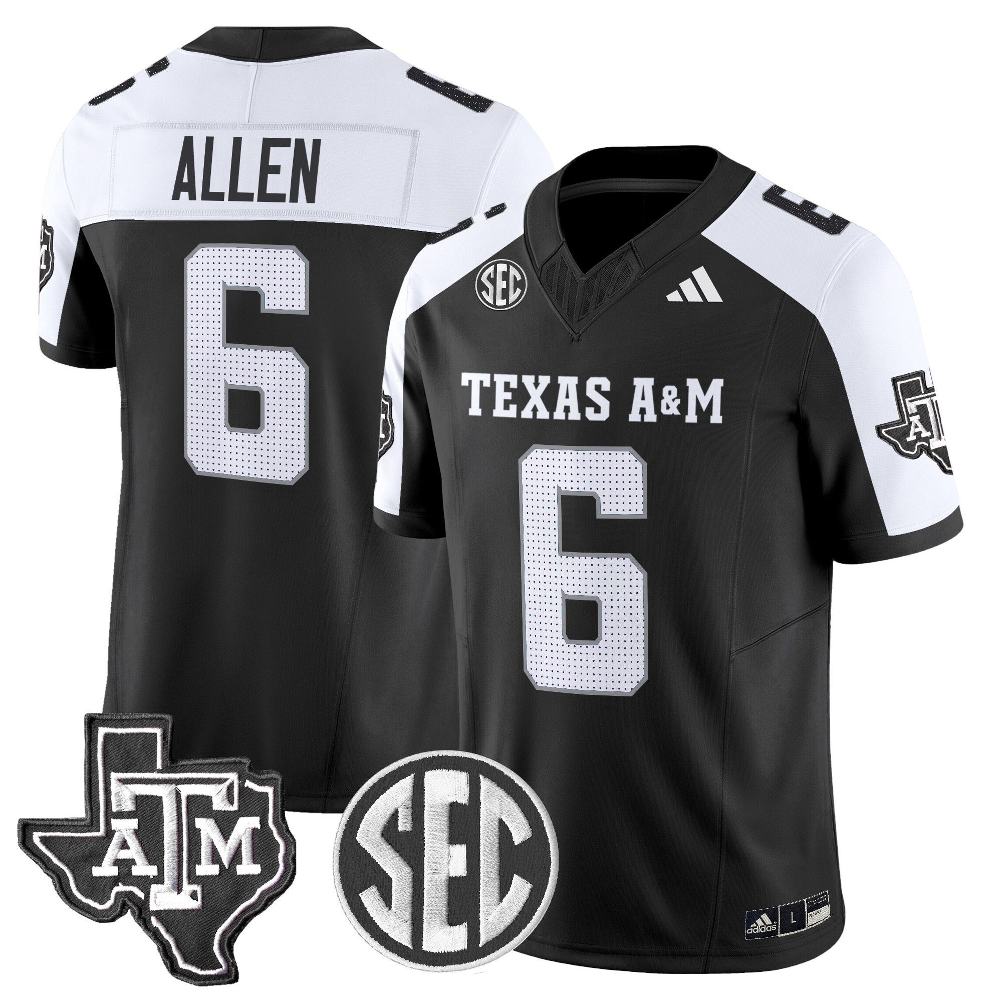 Men Texas A&M Aggies #6 Allen Black 2024 Vapor Limited NCAA Jersey